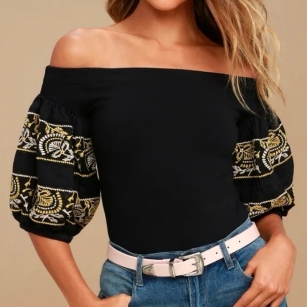 Free People Rock With It embroidered blouse